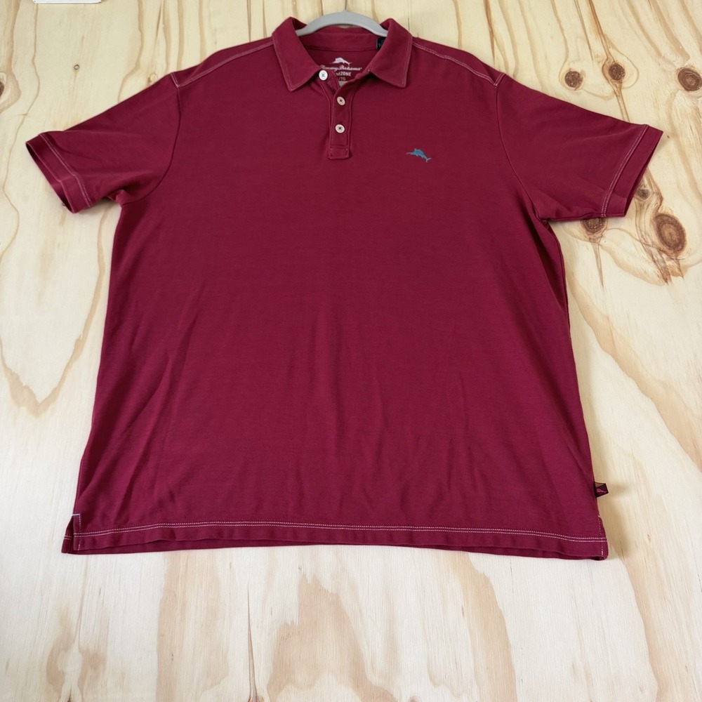 Tommy Bahama Men's XL Island Zone Red Polo w/ Teal Marlin Logo